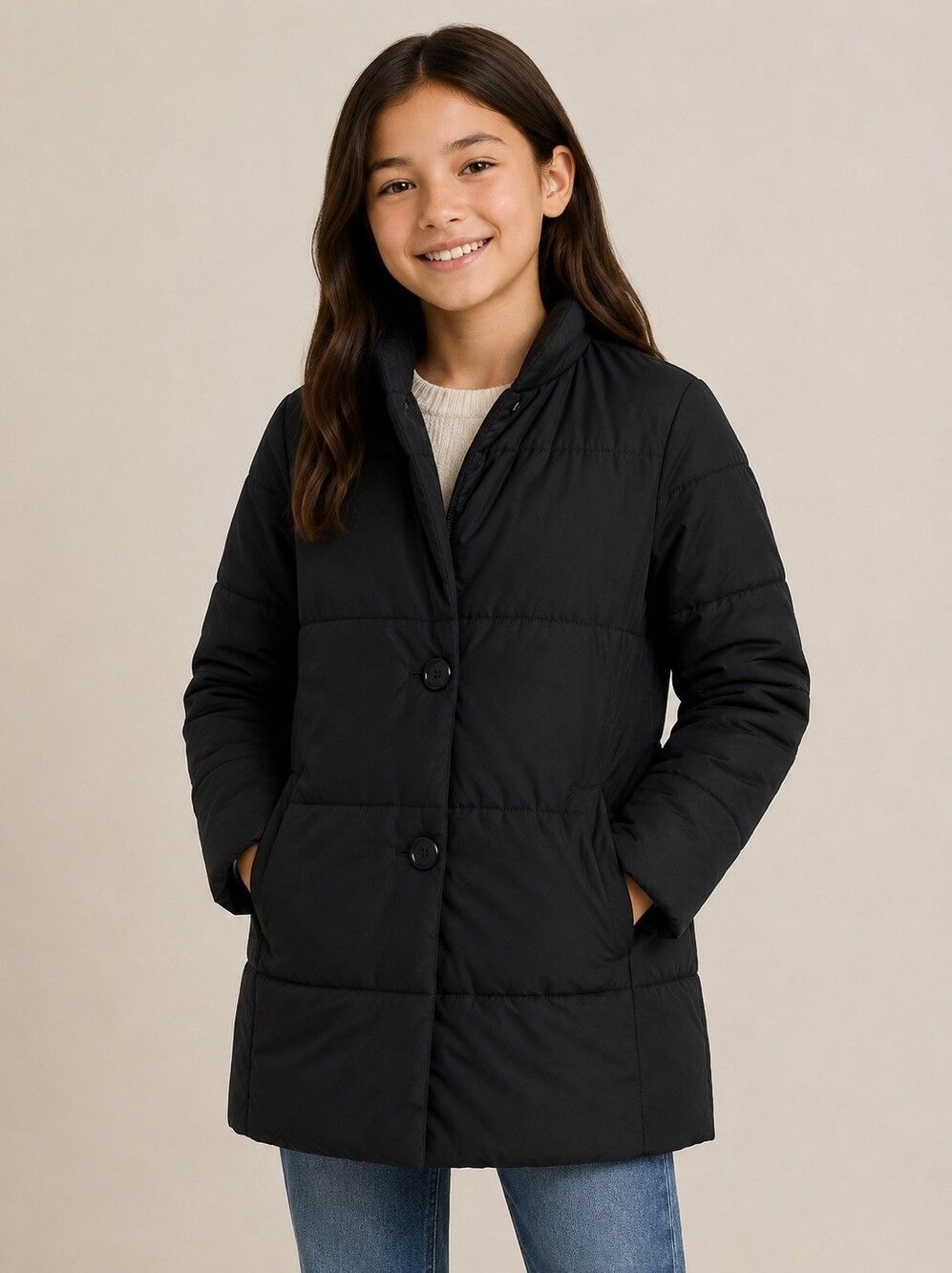 Kate Spade New York Black Puffer Coat Jacket Girls Size Small 7-8Y Designer